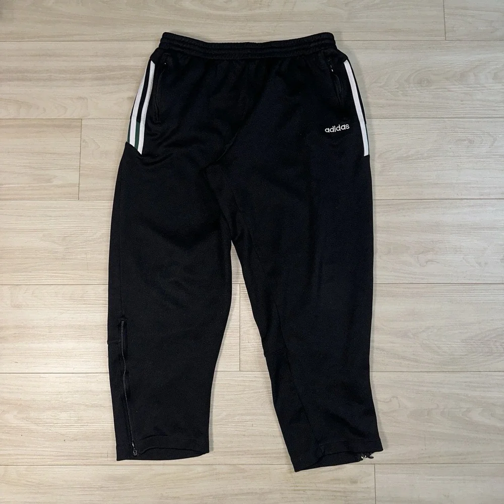 VTG Adidas Pants Mens XL Windbreaker Track Pants Black Striped Drawstring‎ Y2K